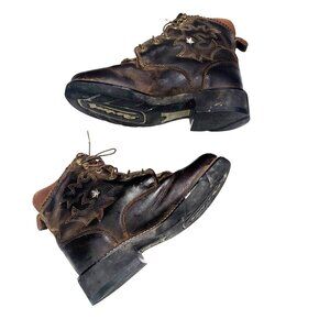 Ariat Womens Leather Lace-Up Western Ankle Boots US 7.5 B Brown Durable Sole Rus